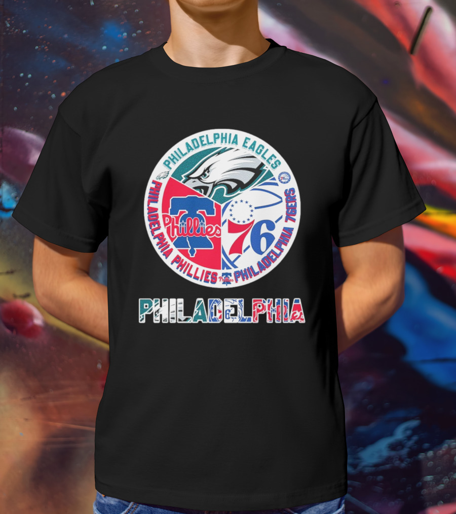 Philadelphia Eagles Phillies 76ers Circular Emblem T-Shirt