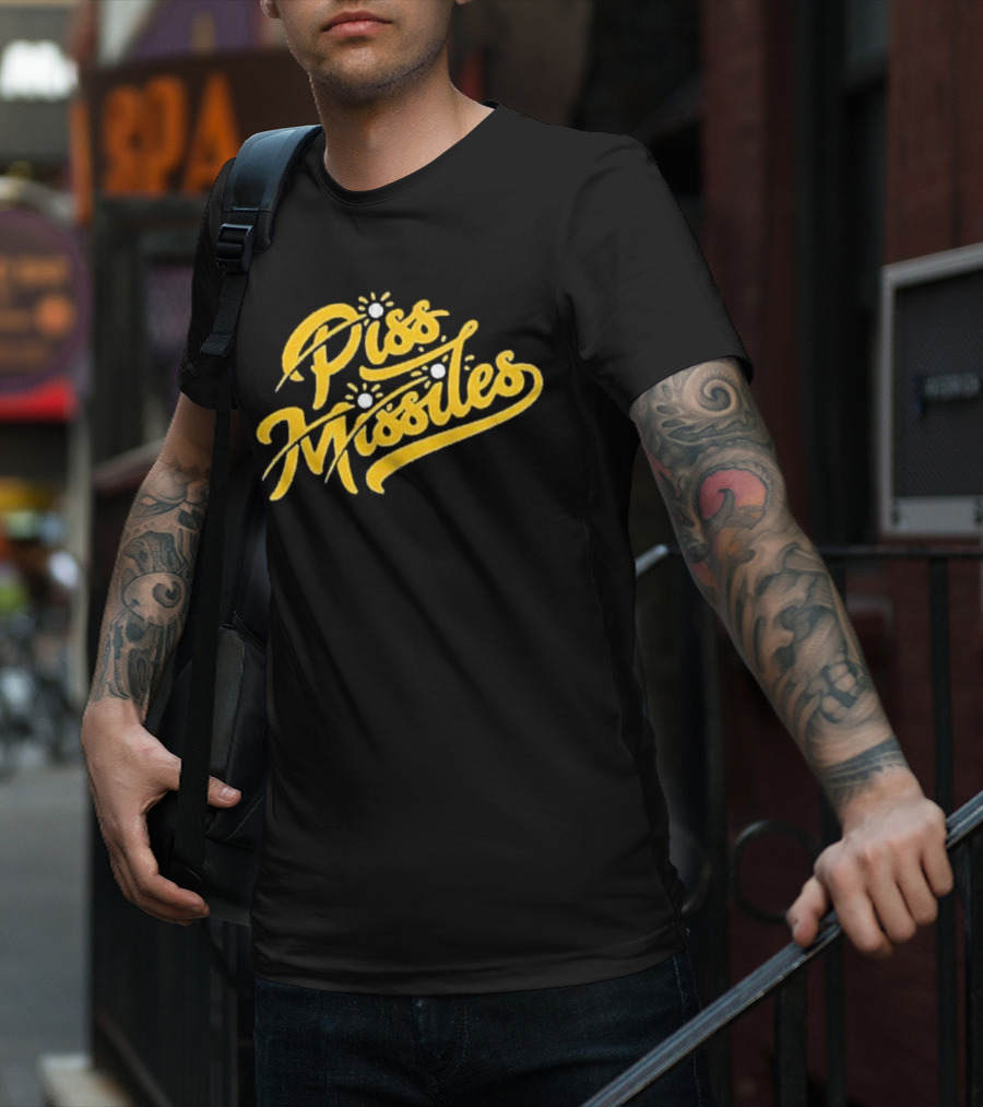 Piss Missiles Baseball Text Style With Splash Effects T-Shirt