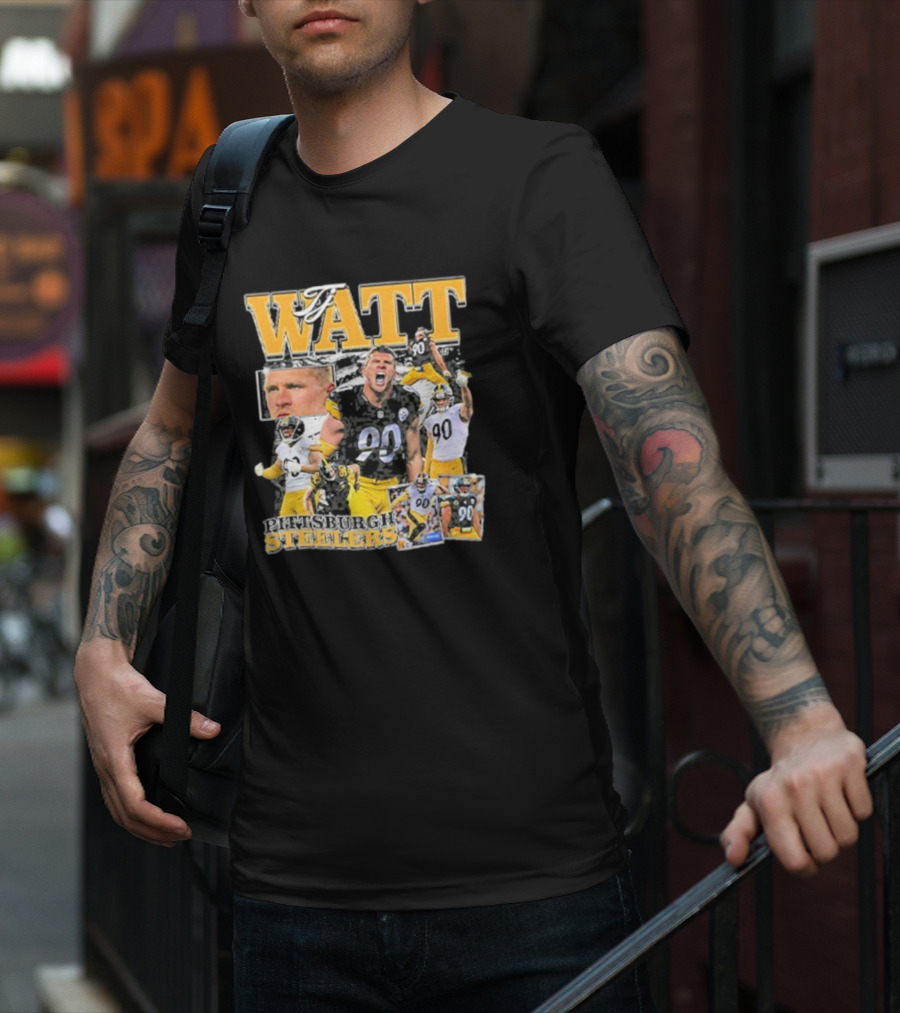 Pittsburgh Steelers TJ Watt 90 Collage T-Shirt