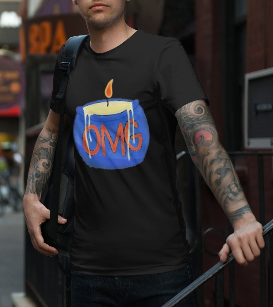 OMG Rally Candle Iconic Blue Wax Flame T-Shirt