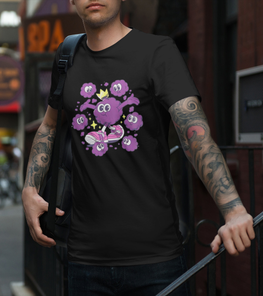Ranboo Particle Palooza Purple Crowned Character With Sneakers And Sparkles T-Shirt
