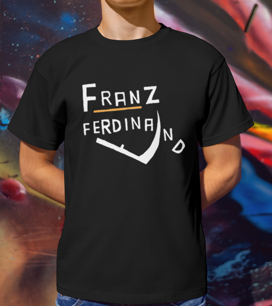 Franz Ferdinand Curved Text Design With Orange Line T-Shirt