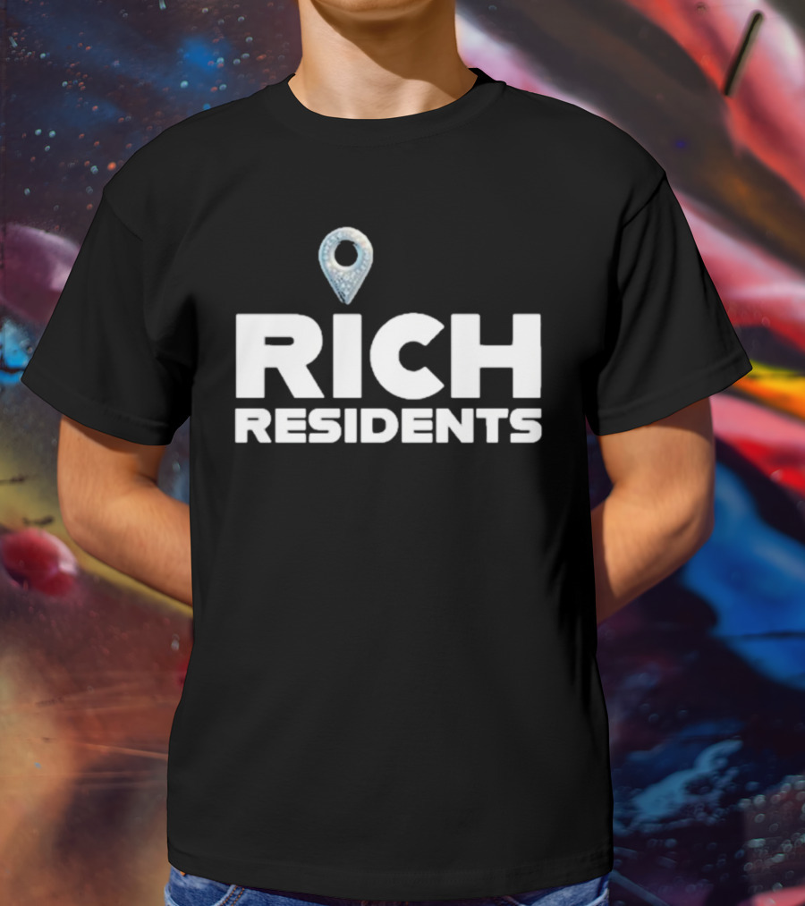 Rich Residents Oversized Diamond Map Pin T-Shirt