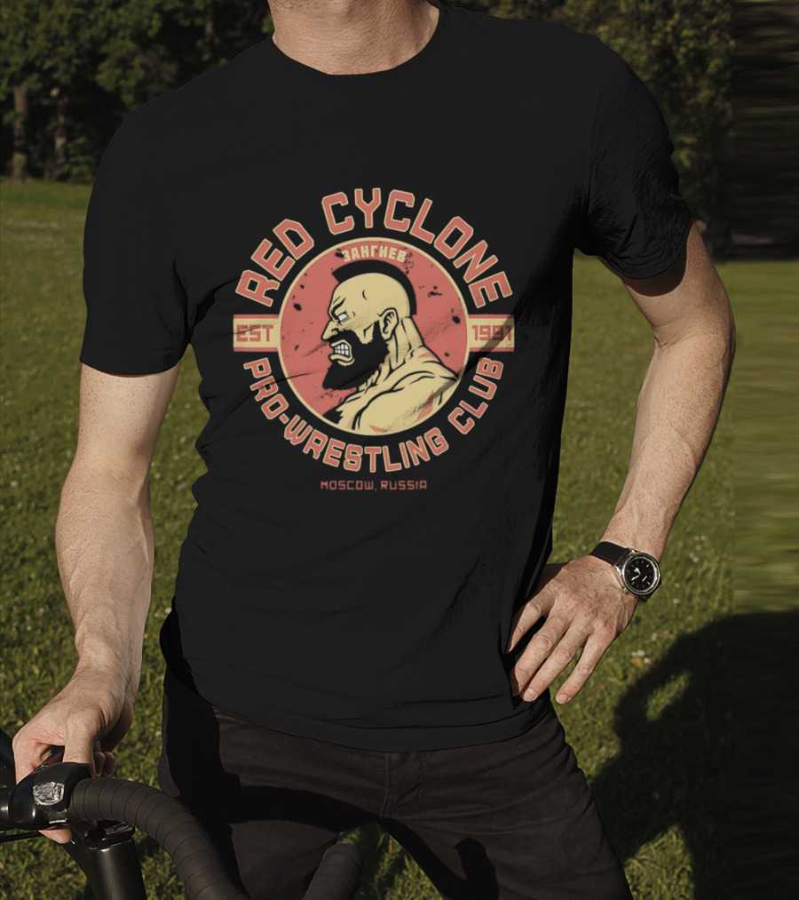 Red Cyclone Zangief Pro Wrestling Club Est 1991 Moscow Russia T-Shirt