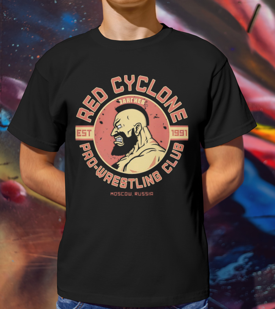 Red Cyclone Zangief Pro Wrestling Club Est 1991 Moscow Russia T-Shirt