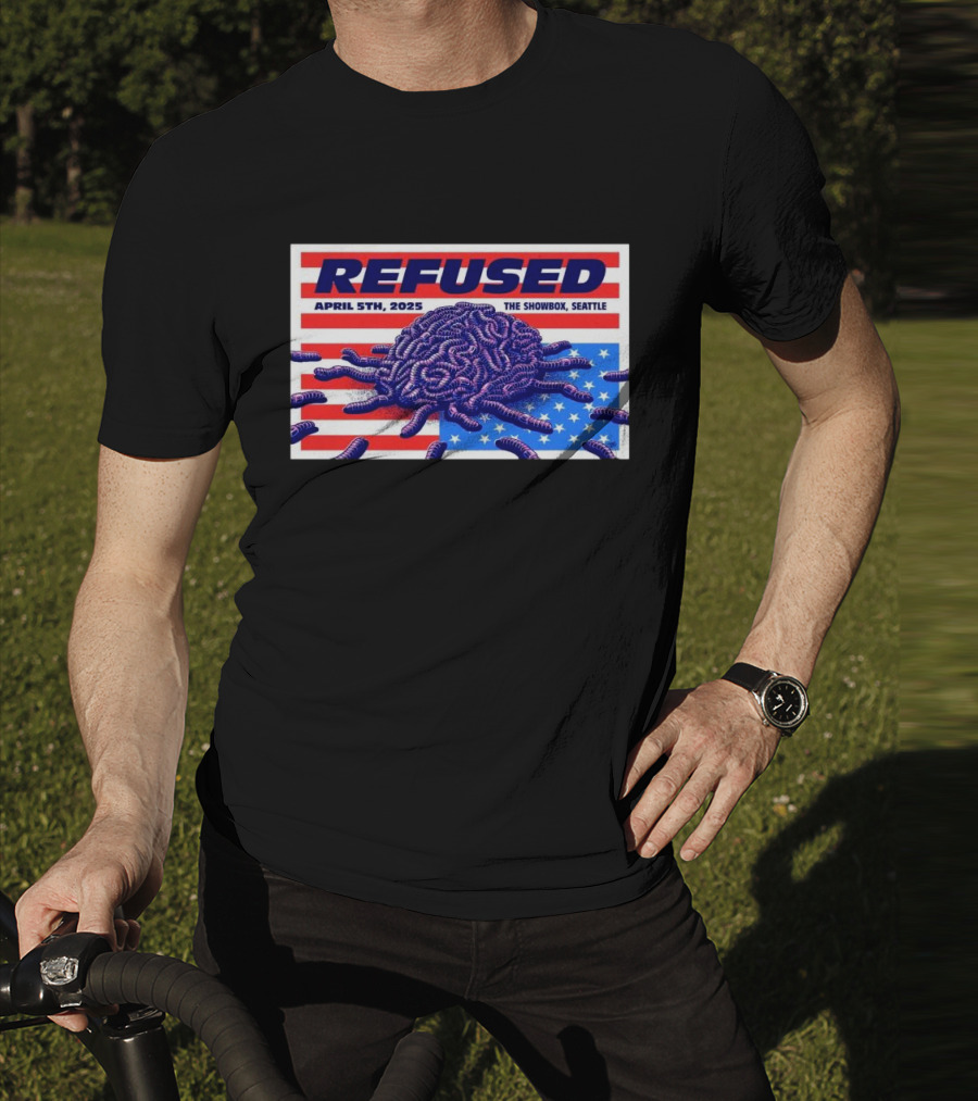 Refused April 5th 2025 The Showbox Seattle Flag And Worms Artwork T-Shirt