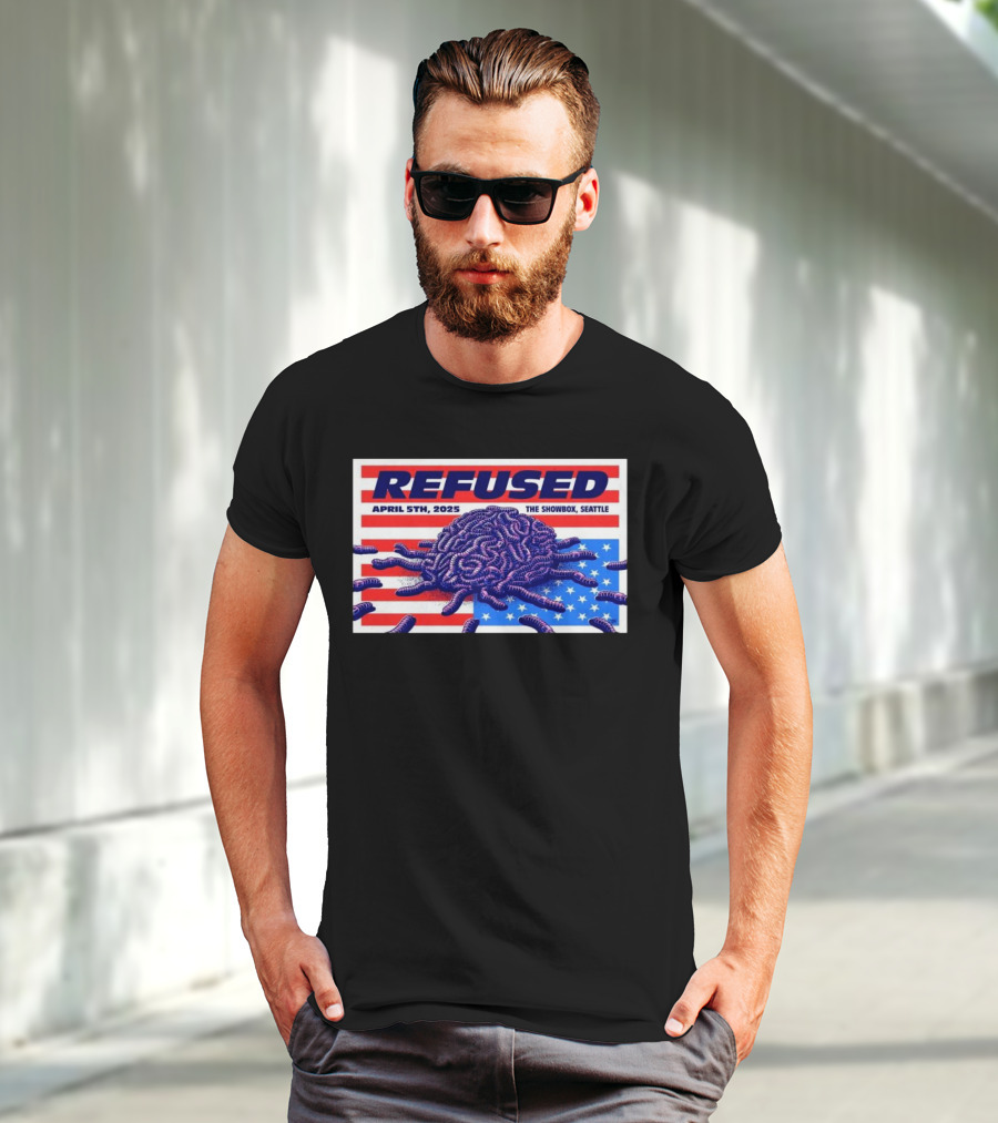 Refused April 5th 2025 The Showbox Seattle Flag And Worms Artwork T-Shirt