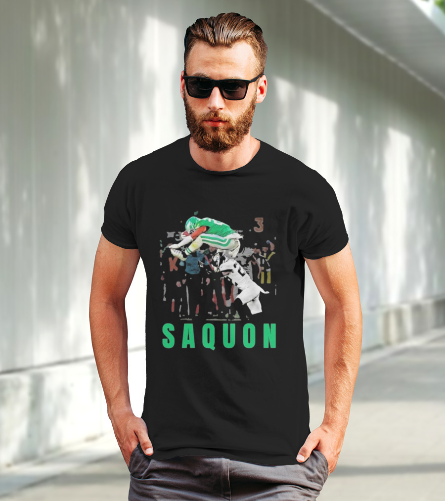 Saquon Reverse Hurdle Eagles Football Action T-Shirt