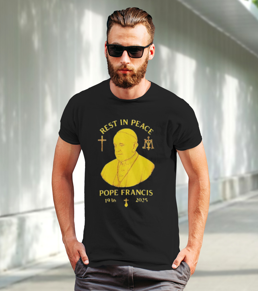 Rest In Peace Pope Francis 1936 2025 Cross Symbol Religious Tribute T-Shirt