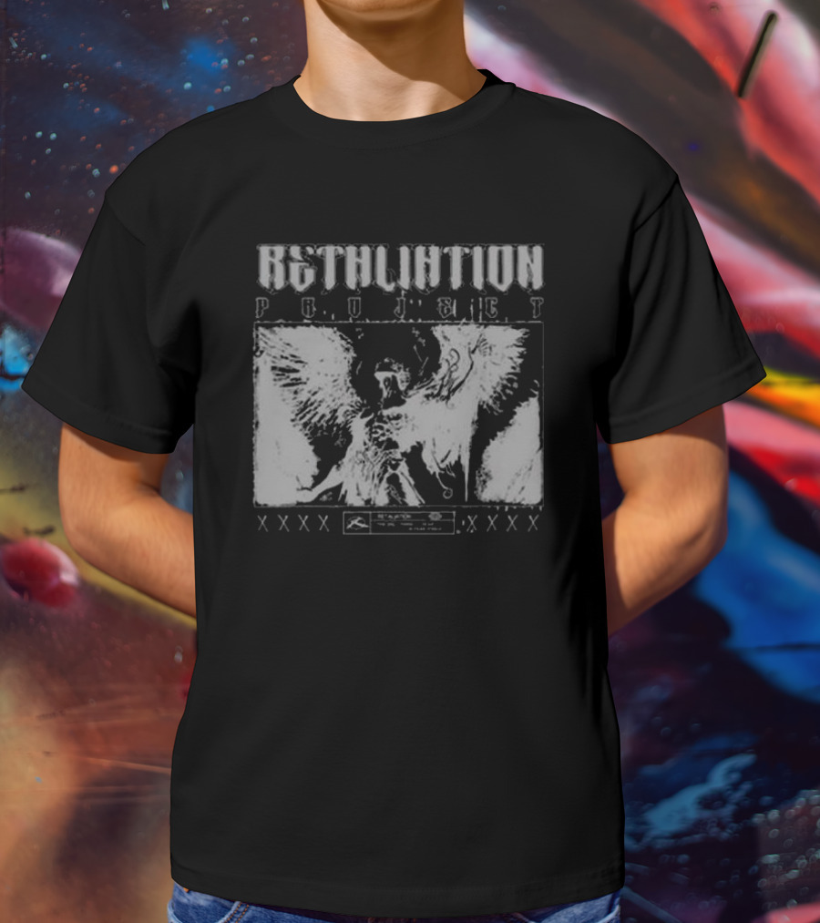 Absolution Project Winged Figure Skull Motif XXXX Fear Retaliation T-Shirt