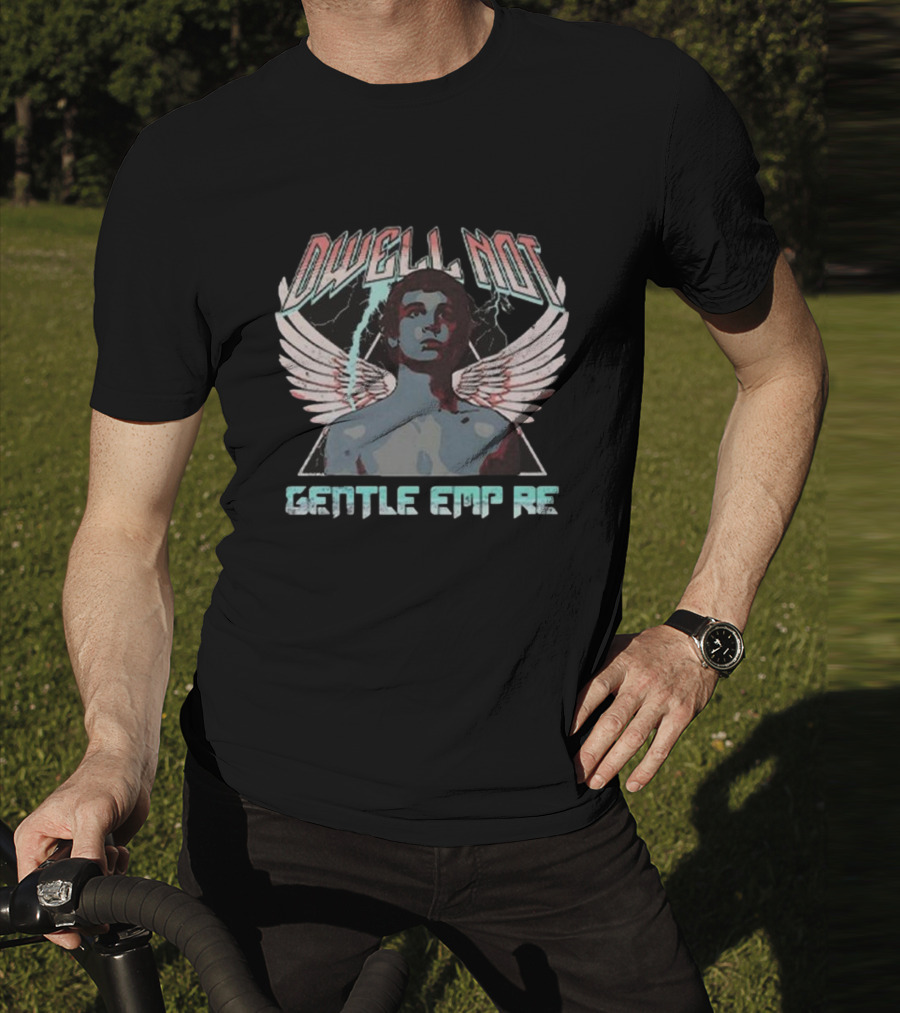 Dwell Not Gentle Empire Winged Figure With Lightning And Triangle Background T-Shirt