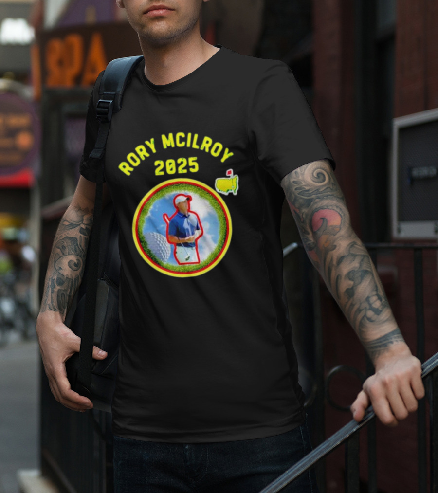 Rory McIlroy 2025 Masters Tournament Vintage Golf Circle Clouds Fairway T-Shirt