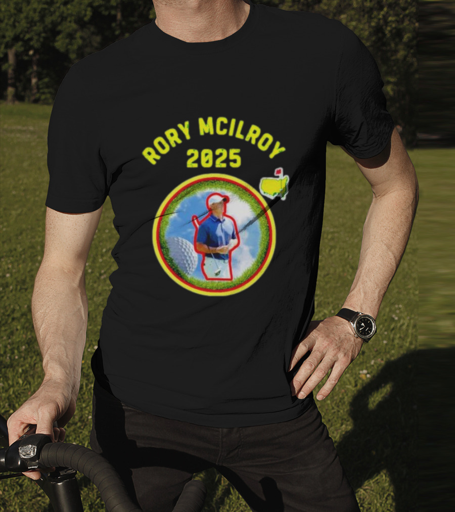 Rory McIlroy 2025 Masters Tournament Vintage Golf Circle Clouds Fairway T-Shirt