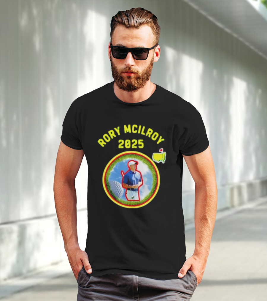 Rory McIlroy 2025 Masters Tournament Vintage Golf Circle Clouds Fairway T-Shirt