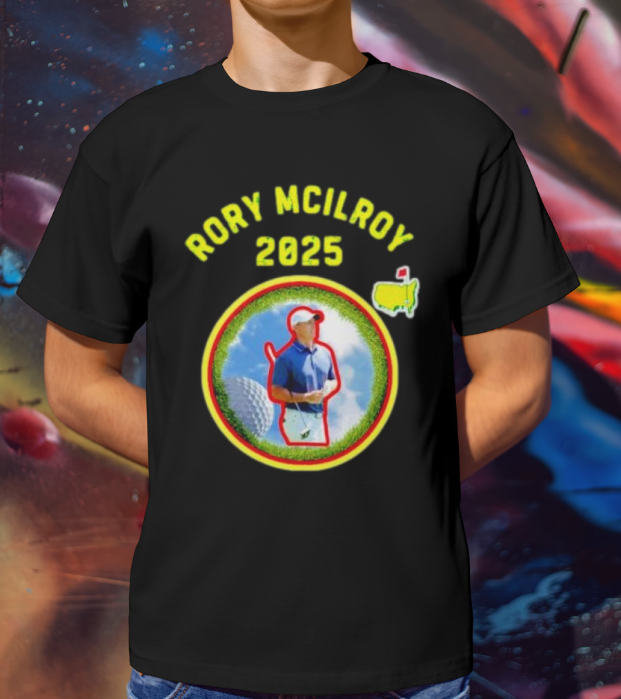 Rory McIlroy 2025 Masters Tournament Vintage Golf Circle Clouds Fairway T-Shirt