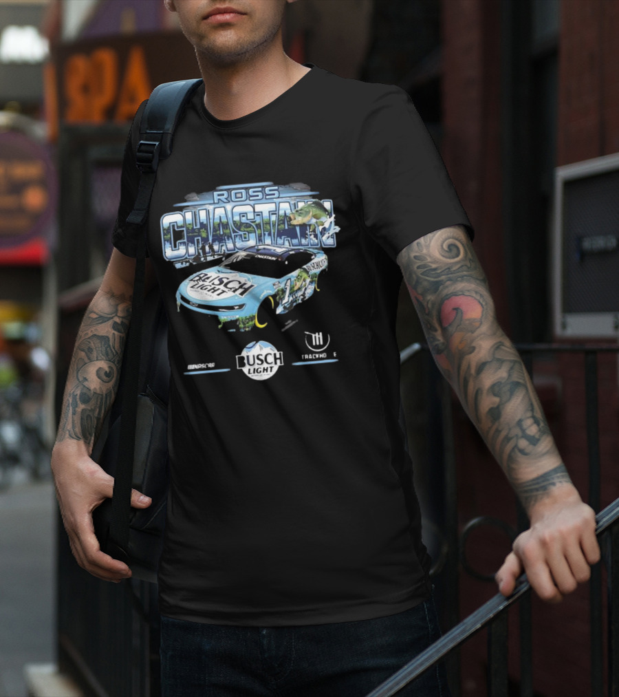 Ross Chastain Busch Light Trackhouse Racing Team Bass Car T-Shirt