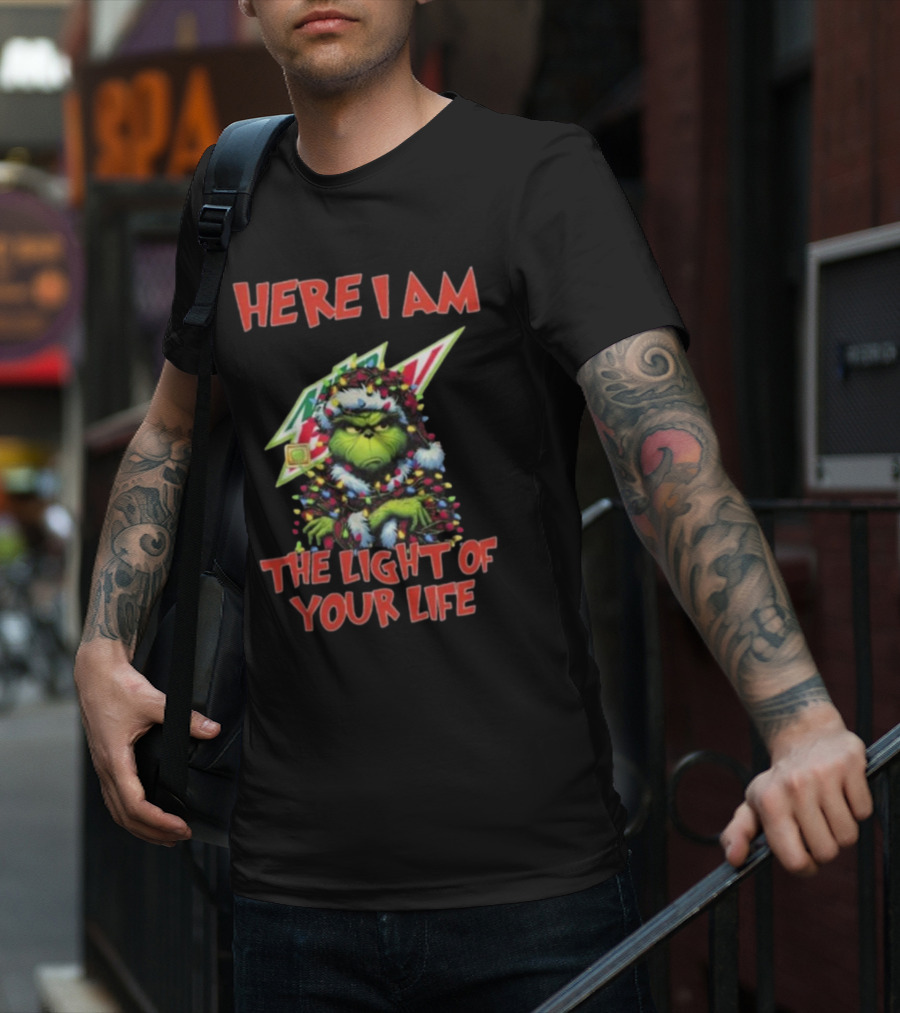 Here I Am Mountain Dew Grinch The Light Of Your Life Christmas Lights T-Shirt