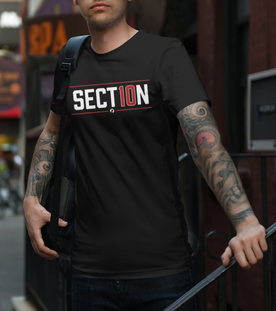 SECT10N Wordmark Red And White Text T-Shirt