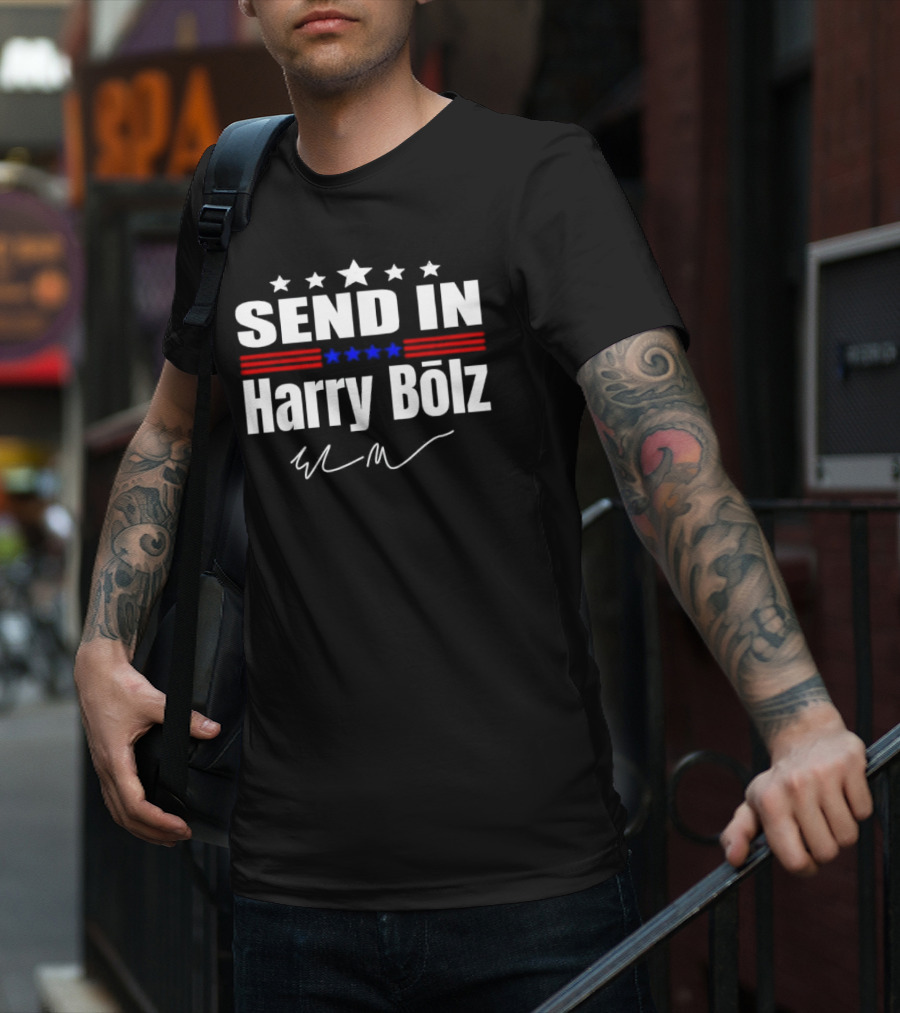 Send In Harry Bölz Signature USA Stripes Flags Stars T-Shirt