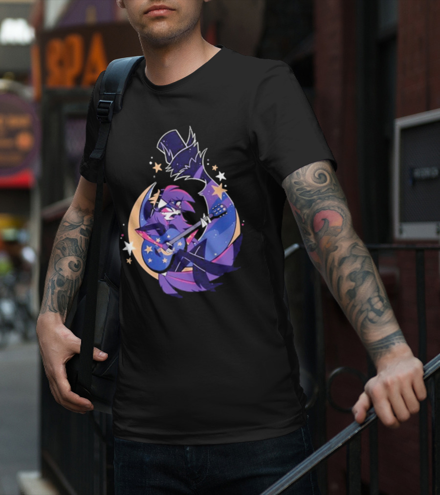 Sharkrobot I Will Be Okay Celestial Guitarist Fox In Top Hat With Stars And Moon T-Shirt