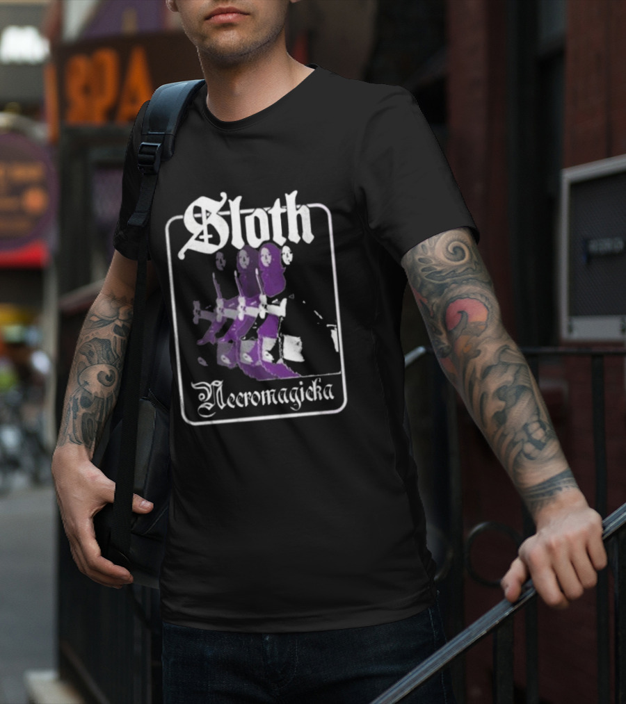 Sloth Necromagicka Gothic Cartoon Duel Swordsman Art T-Shirt