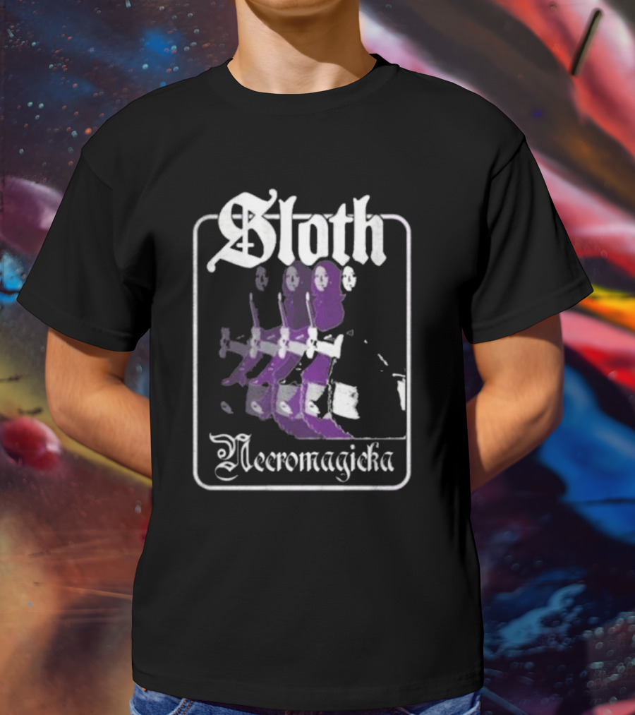 Sloth Necromagicka Gothic Cartoon Duel Swordsman Art T-Shirt