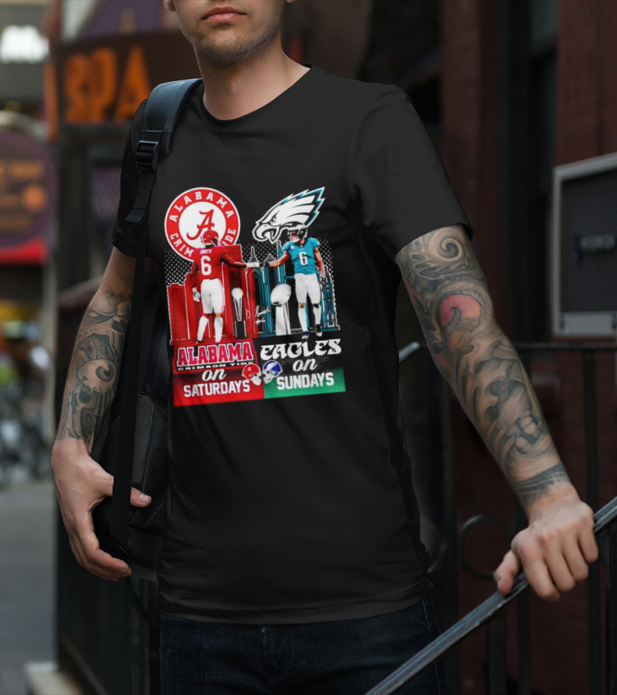 Alabama Crimson Tide Saturdays And Philadelphia Eagles Sundays Smith T-Shirt