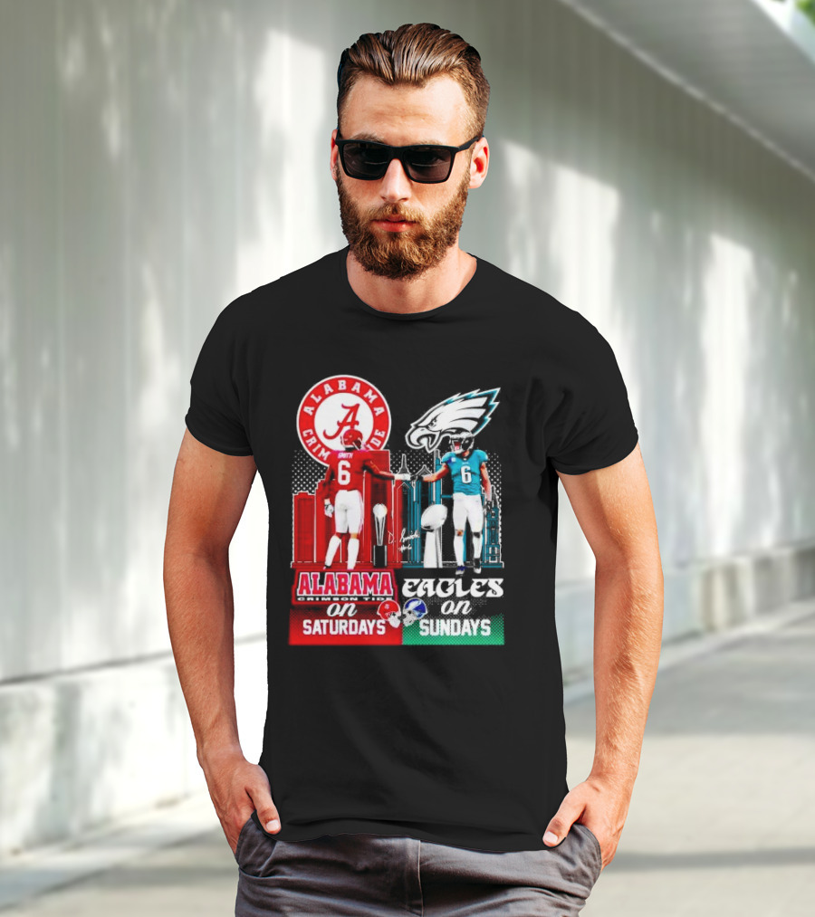 Alabama Crimson Tide Saturdays And Philadelphia Eagles Sundays Smith T-Shirt
