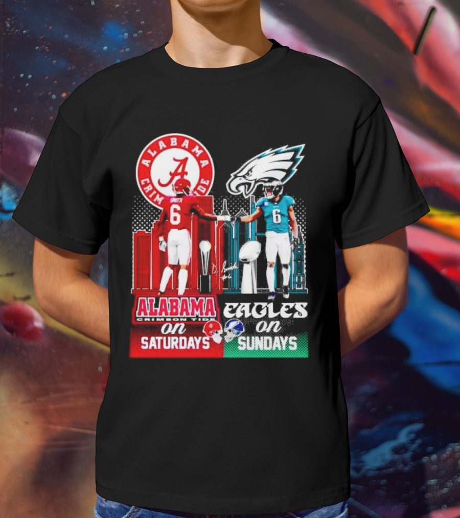 Alabama Crimson Tide Saturdays And Philadelphia Eagles Sundays Smith T-Shirt