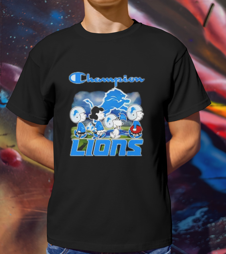 Champion Lions Snoopy Charlie Brown And Friends Detroit T-Shirt