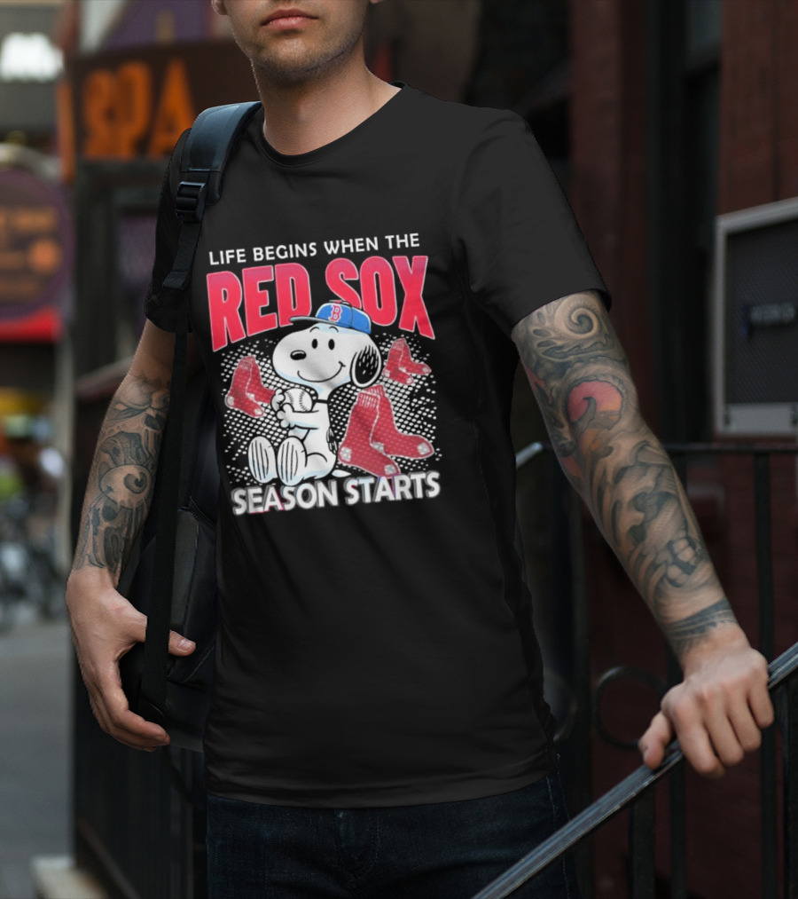 Snoopy Life Begins When The Red Sox Season Starts T-Shirt