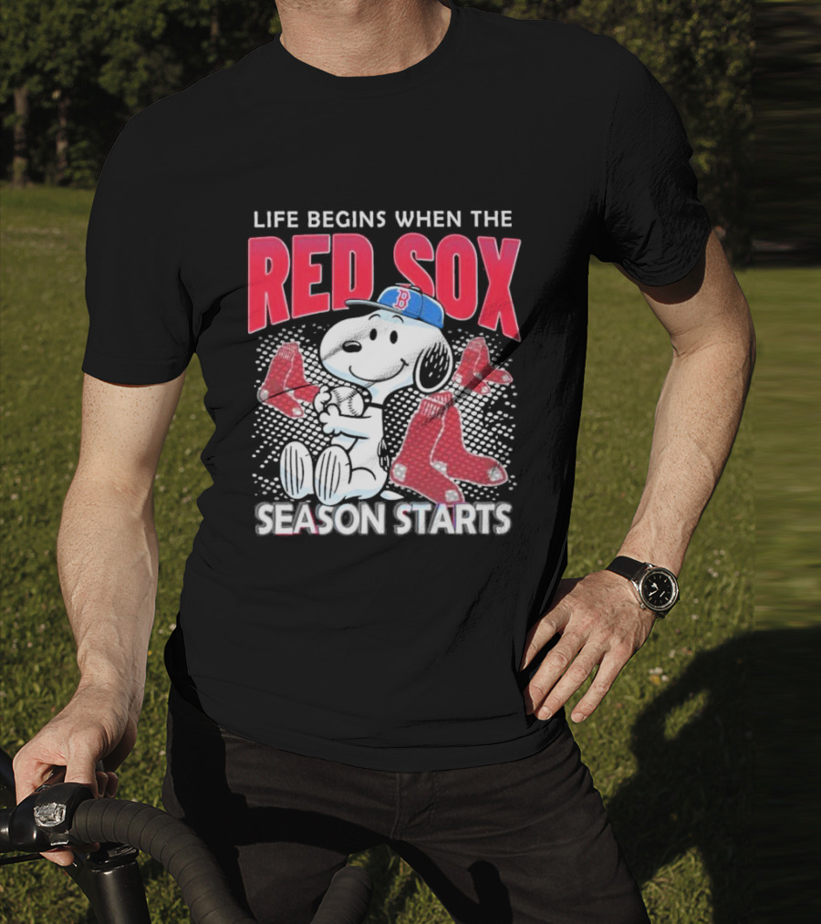 Snoopy Life Begins When The Red Sox Season Starts T-Shirt