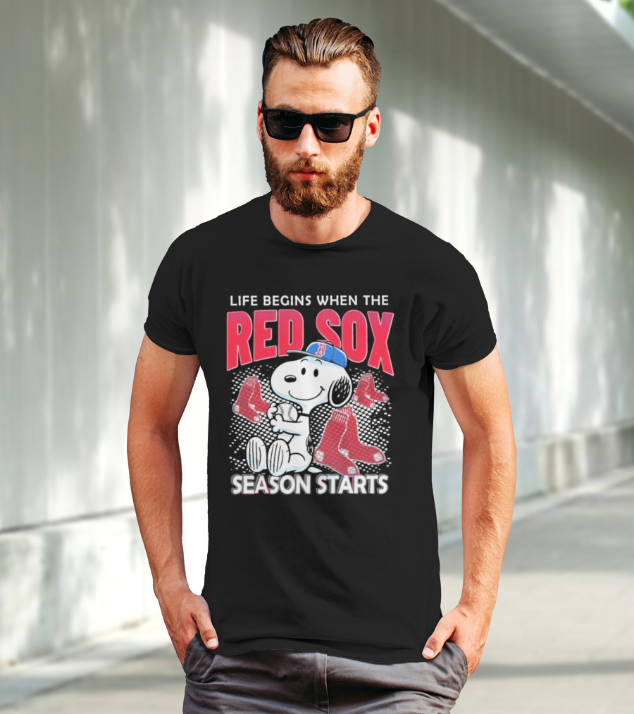 Snoopy Life Begins When The Red Sox Season Starts T-Shirt