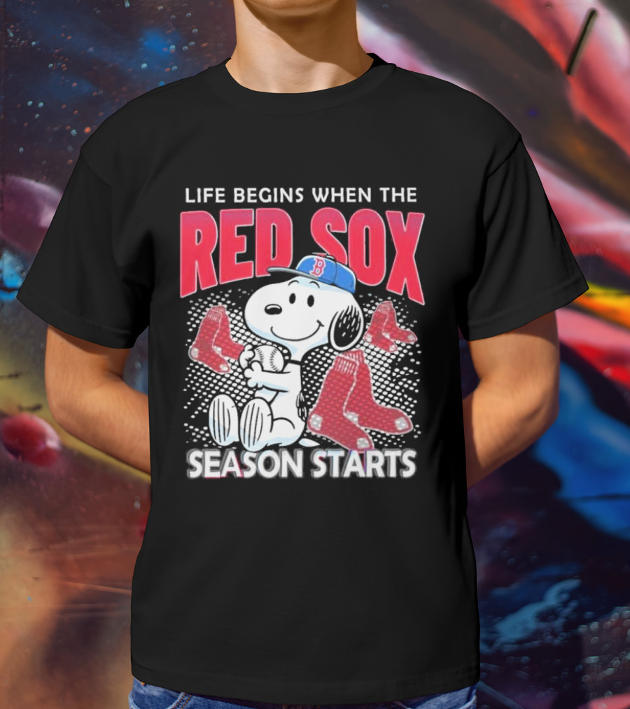 Snoopy Life Begins When The Red Sox Season Starts T-Shirt