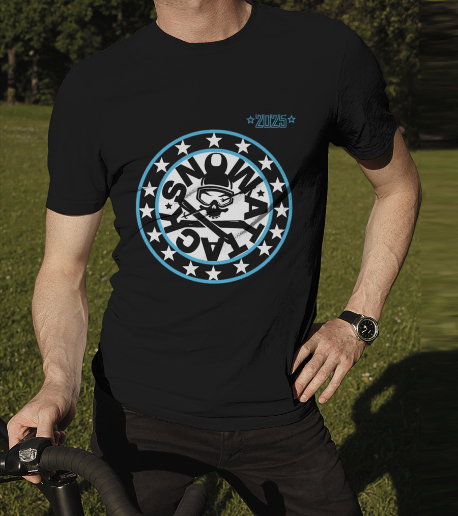 Snowattack Festival 2025 Skull Goggles And Crossed Skis Star Circle T-Shirt