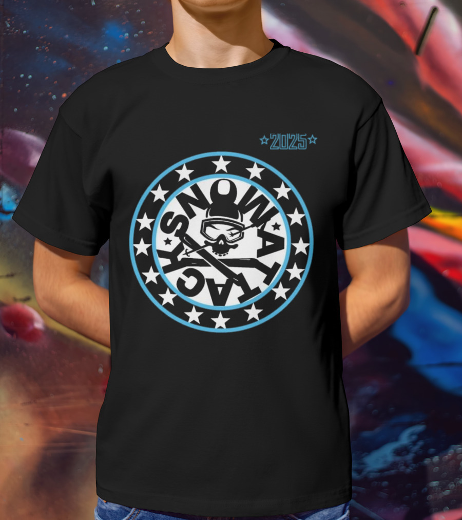 Snowattack Festival 2025 Skull Goggles And Crossed Skis Star Circle T-Shirt