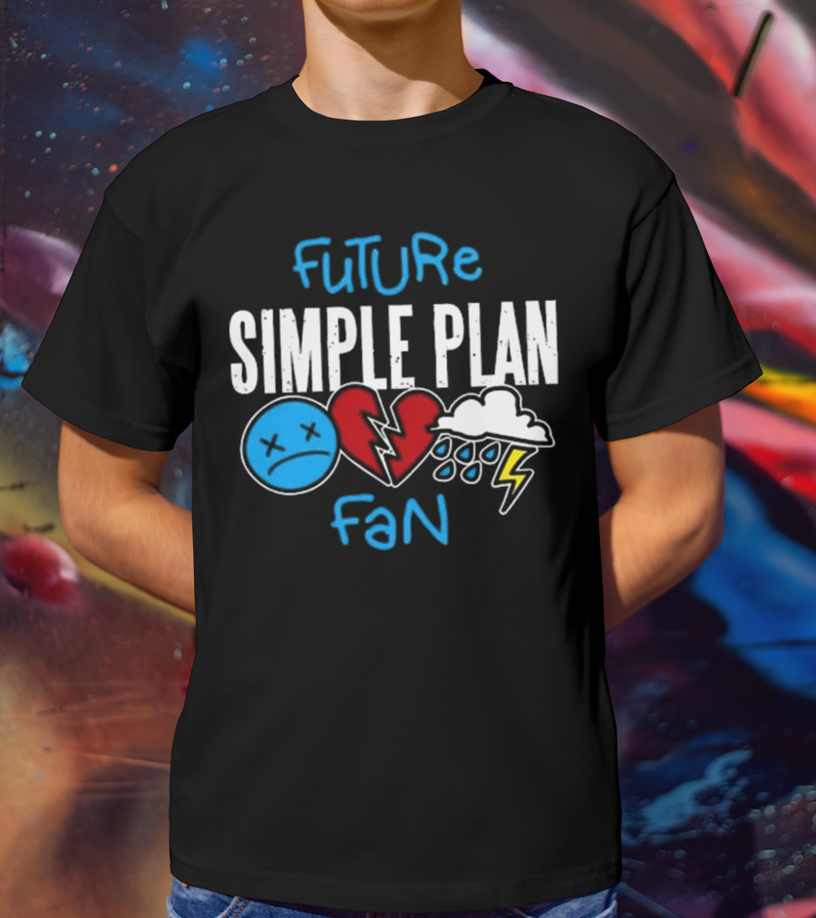 Future Simple Plan Fan With Emojis Of Heart And Lightning Cloud T-Shirt