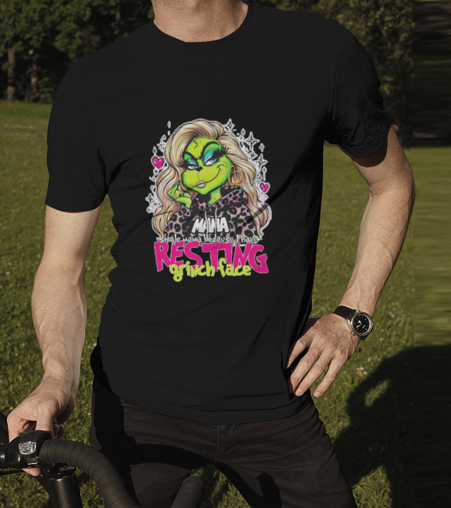 Single Mama Resting Grinch Face With Blonde Hair And Hearts T-Shirt