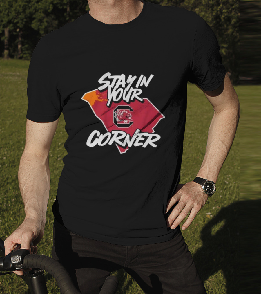 South Carolina Football Stay In Your Corner Gamecock Logo And State Map T-Shirt