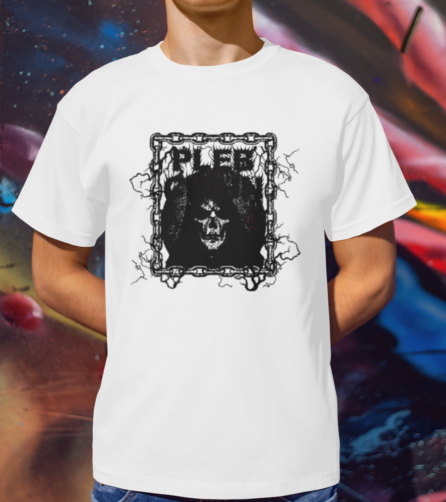 Plebchain Skull With Lightning And Chains T-Shirt