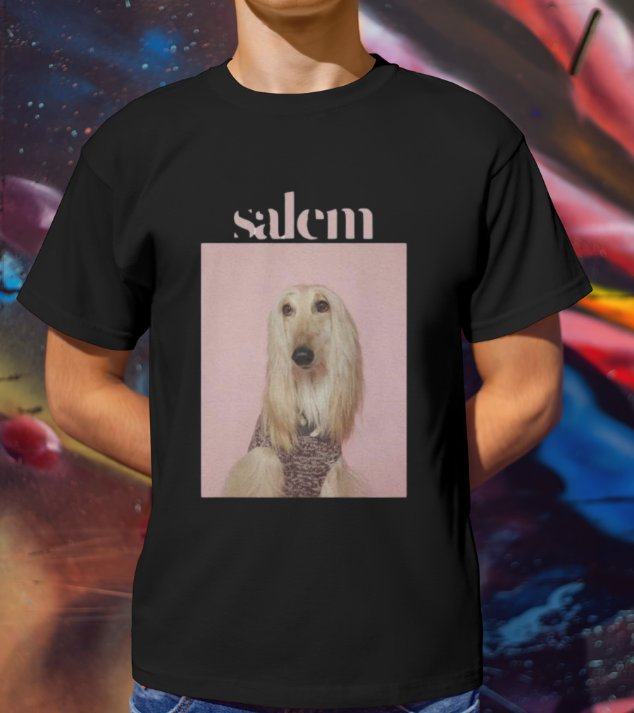 Salem Ilese Dog Afghan Hound Portrait On Pink Background T-Shirt