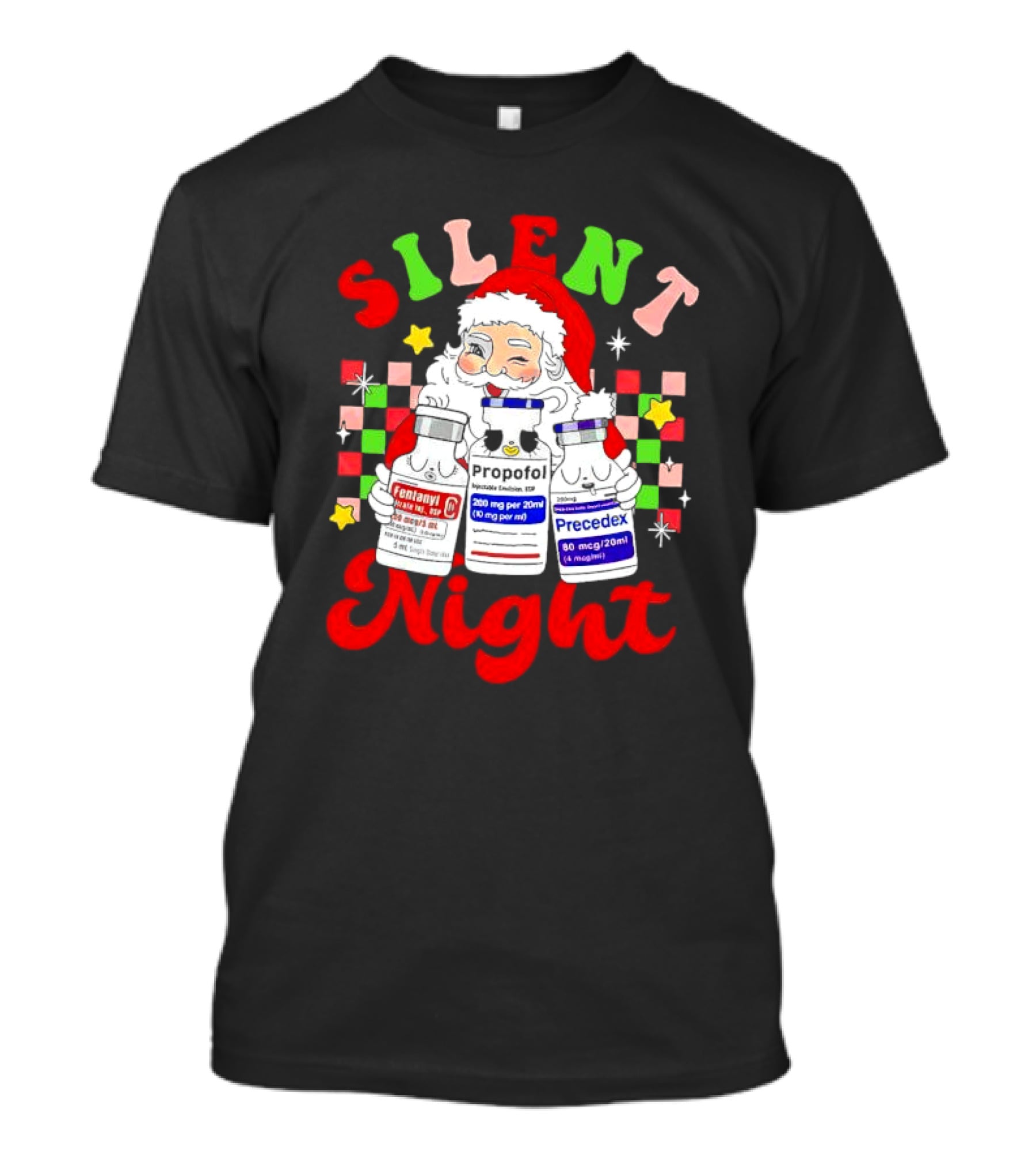 Silent Night ICU Nurse Christmas Santa Helpers T-Shirt