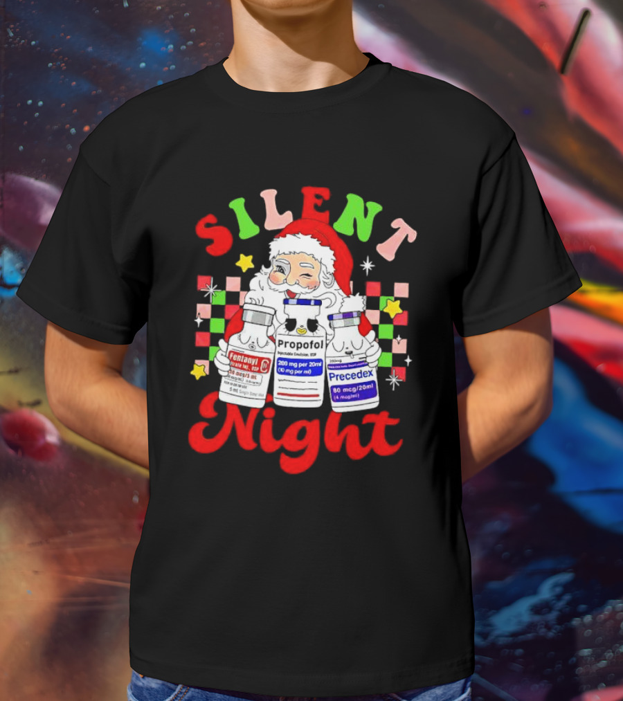 Silent Night ICU Nurse Christmas Santa Helpers T-Shirt