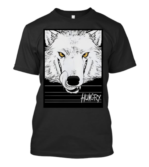 Hungry Wolf Illustration With Intense Expression T-Shirt