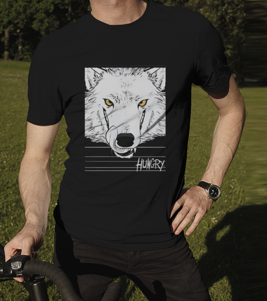 Hungry Wolf Illustration With Intense Expression T-Shirt