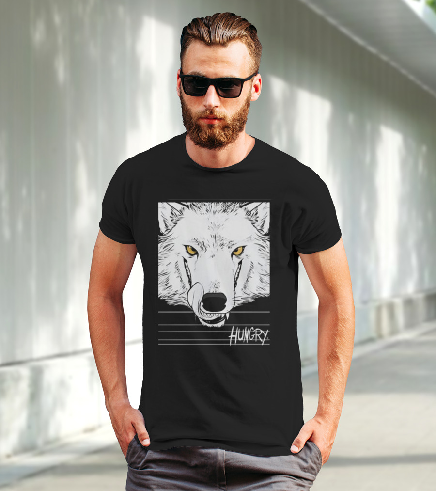 Hungry Wolf Illustration With Intense Expression T-Shirt