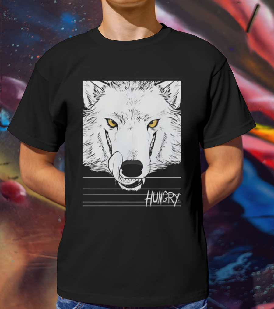 Hungry Wolf Illustration With Intense Expression T-Shirt
