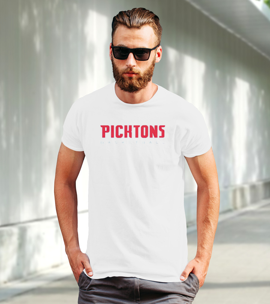 Picktons Basketball Bold Red Classic Sports T-Shirt