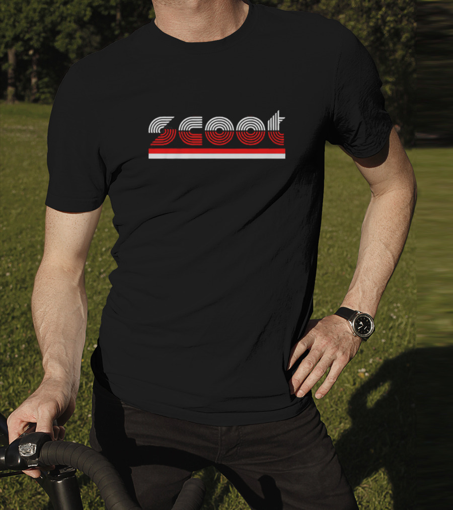 Portland Basketball Scoot Red And White Striped Typography T-Shirt