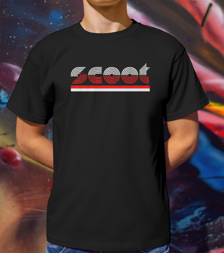 Portland Basketball Scoot Red And White Striped Typography T-Shirt